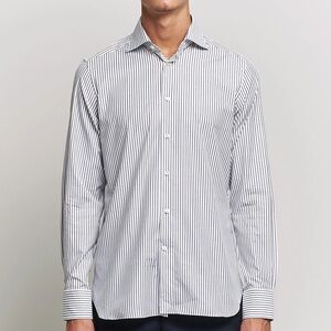 Ermenegildo Zegna blue and White Striped Dress Shirt
